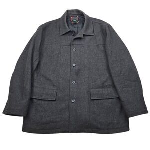 J. Crew Wool Jacket Mens XL Dark Gray Quilted Lined Button‎ Car Coat